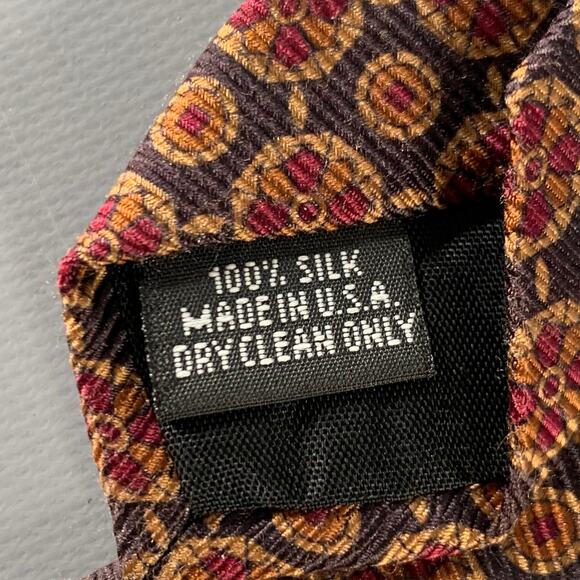 O'CONNELL'S Black Brown Red Abstract Floral Silk Tie - Picture 5 of 5